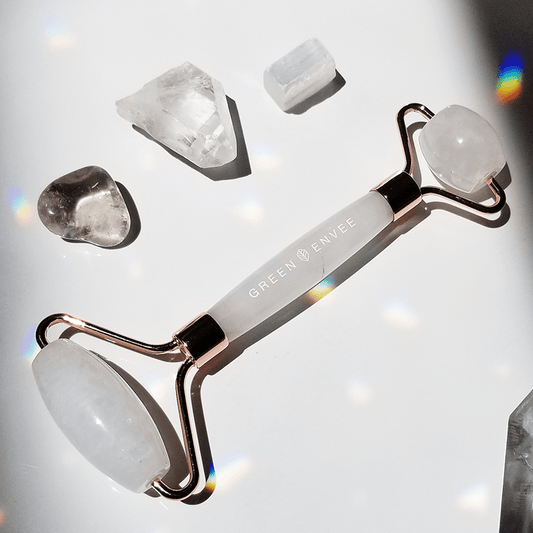 Green Envee Facial Roller, Clear Quartz