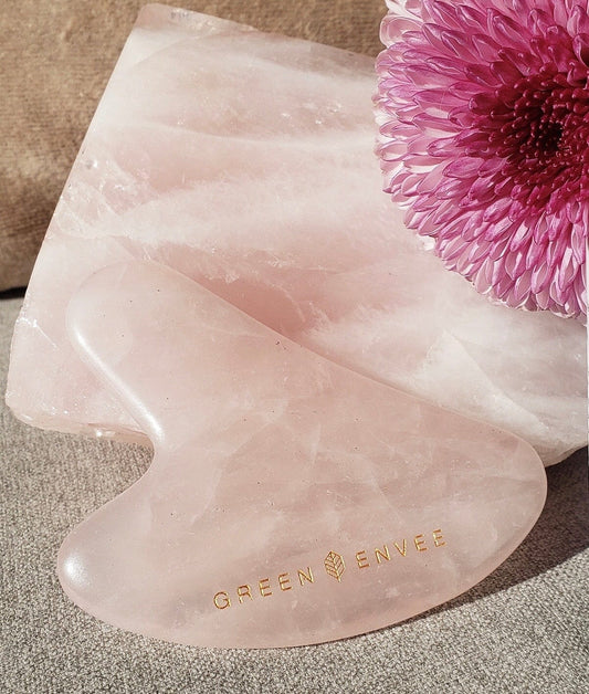 Green Envee Rose Quartz Gua Sha Facial Tool