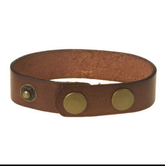 MantraDog Leather Snap Bracelet Medium Brown